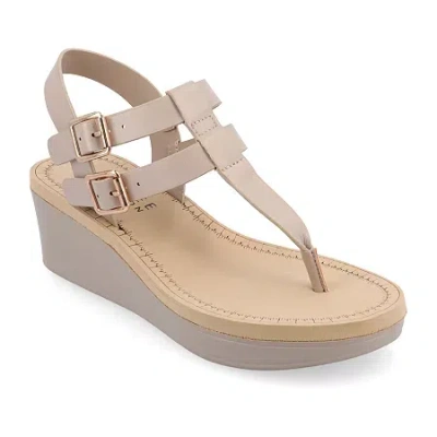 Journee Collection Womens Bianca Wedge Sandals In Neutral
