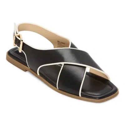 Liz Claiborne Womens Harmony Criss Cross Strap Flat Sandals In Black