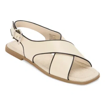 Liz Claiborne Womens Harmony Criss Cross Strap Flat Sandals In Neutral