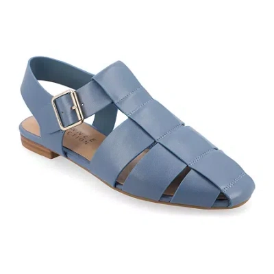 Journee Collection Womens Cailinna Ankle Strap Flat Sandals In Blue