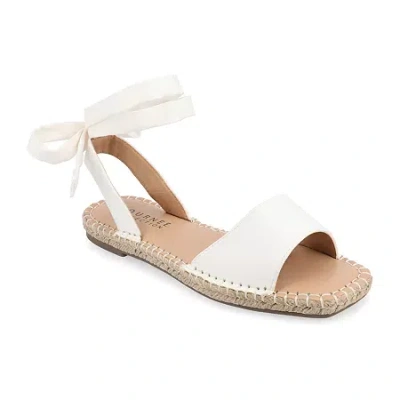 Journee Collection Womens Emelie Ankle Strap Flat Sandals In White