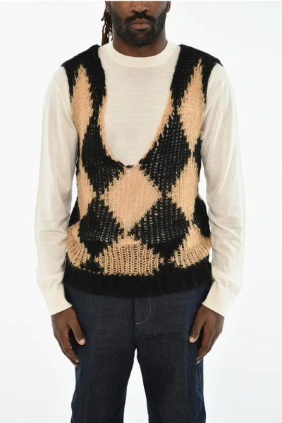 Dsquared2 Two-tone V-neck Sweater In Brown