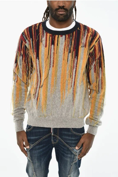 Dsquared2 Vintage Effect Virgin Wool And Nylon Crew-neck Sweater In Multi
