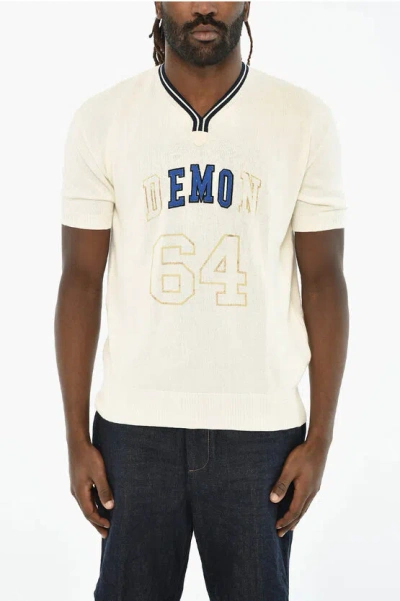 Dsquared2 Short Sleeve V-neck Sweater In White