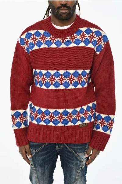 Dsquared2 Wool Crew-neck Sweater In Red