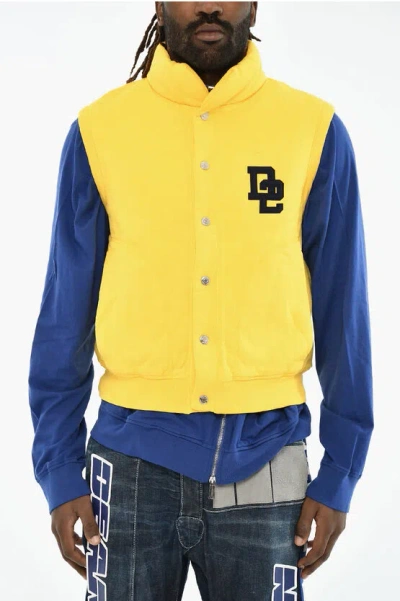 Dsquared2 Sleeveless Sweatshirt With Embossed Monogram In Yellow