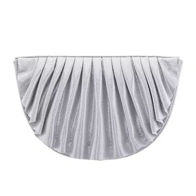 N By Nina Pleated Metallic Half Moon Clutch In Silver