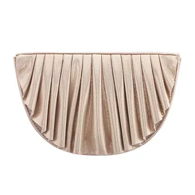N By Nina Pleated Metallic Half Moon Clutch In Yellow
