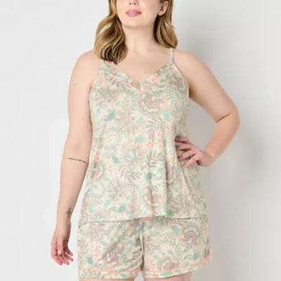 Liz Claiborne Cool And Calm Womens V Neck Sleeveless Pajama Top In White