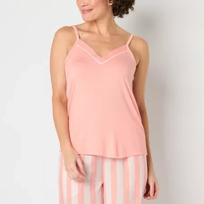 Liz Claiborne Cool And Calm Womens V Neck Sleeveless Pajama Top In Orange