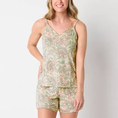 Liz Claiborne Cool And Calm Womens V Neck Sleeveless Pajama Top In White