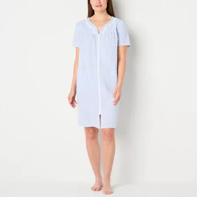 Adonna Womens Short Sleeve Knee Length Robe In Blue