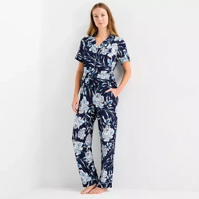 Liz Claiborne Cool And Calm Womens Tall Pajama Pants In Blue