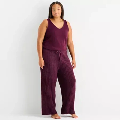 Ambrielle Womens Plus Pajama Pants In Purple