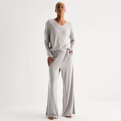 Ambrielle Womens Rib Pajama Pants In Gray