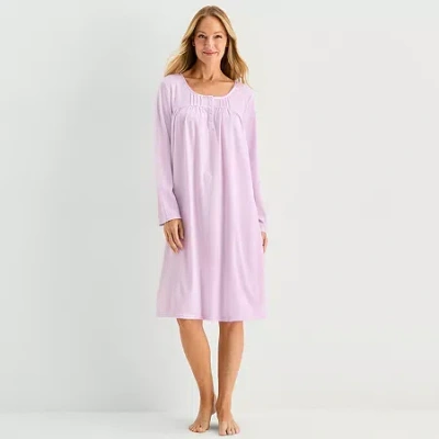 Adonna Womens Round Neck Long Sleeve Nightgown In Purple