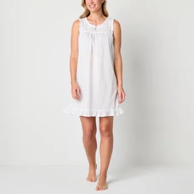 Adonna Womens Scoop Neck Sleeveless Nightgown In White