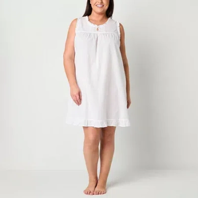 Adonna Womens Keyhole Neck Sleeveless Plus Nightgown In White