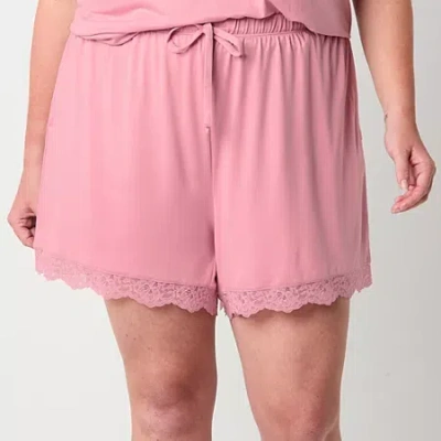 Ambrielle Womens Plus Pajama Shorts In Pink