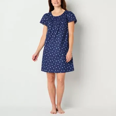 Adonna Womens Scoop Neck Short Sleeve Nightgown In Blue