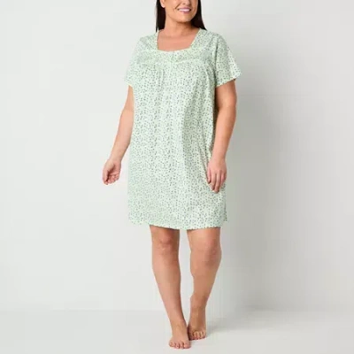 Adonna Womens Short Sleeve Plus Nightgown In Green