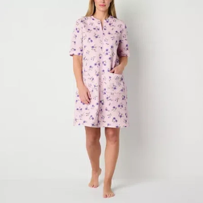 Adonna Womens Short Sleeve Long Length Robe In Pink