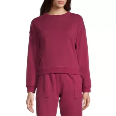 Slick Chicks Womens Adaptive Long Sleeve Crew Neck Sweat Shirt In Purple