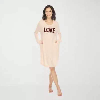 White Mark Womens Round Neck Long Sleeve Nightshirt In Pink