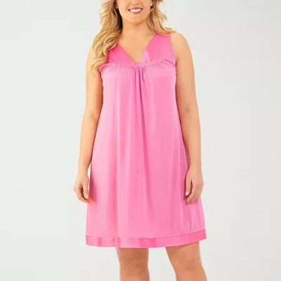 Exquisite Form Womens V Neck Sleeveless Average Figure Nightgown In Pink