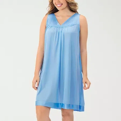 Exquisite Form Womens V Neck Sleeveless Average Figure Nightgown In Blue