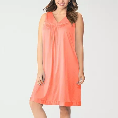 Exquisite Form Womens V Neck Sleeveless Average Figure Nightgown In Orange