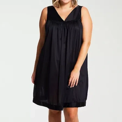 Exquisite Form Womens V Neck Sleeveless Plus Nightgown In Black