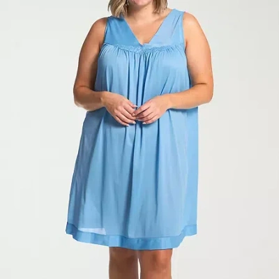 Exquisite Form Womens V Neck Sleeveless Plus Nightgown In Blue