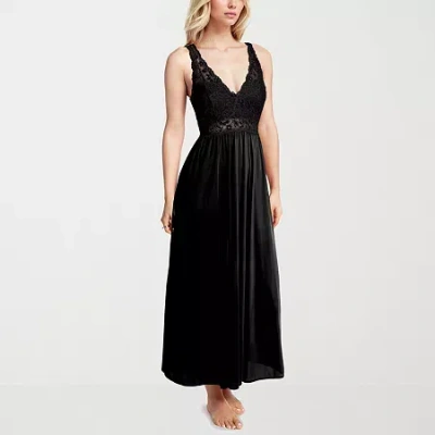 Exquisite Form Womens V Neck Sleeveless Average Figure Nightgown In Black