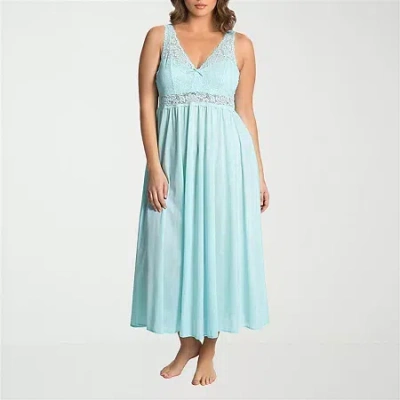 Exquisite Form Womens V Neck Sleeveless Plus Nightgown In Blue