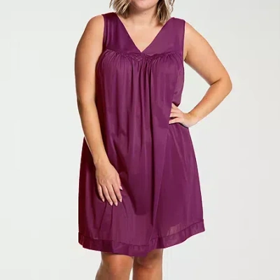 Exquisite Form Womens V Neck Sleeveless Plus Nightgown In Purple