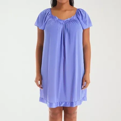 Exquisite Form Womens V Neck Short Sleeve Average Figure Nightgown In Blue