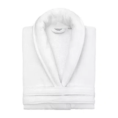 Linum Home Textiles Anovia Bathrobe Unisex Adult Velour Long Sleeve Long Length Robe In White