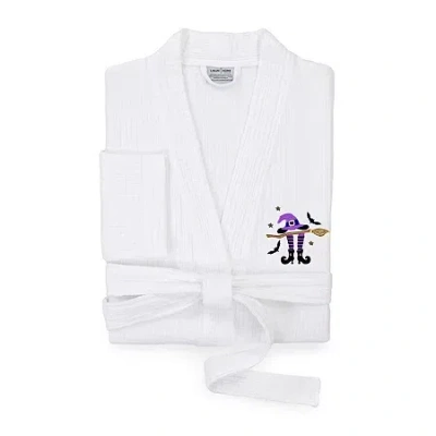 Linum Home Textiles Halloween Smyrna Bathrobe Unisex Adult Long Sleeve Long Length Robe In White