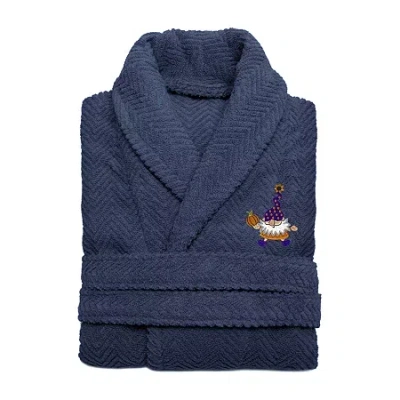 Linum Home Textiles Halloween Herringbone Bathrobe Unisex Adult Long Sleeve Long Length Robe In Blue