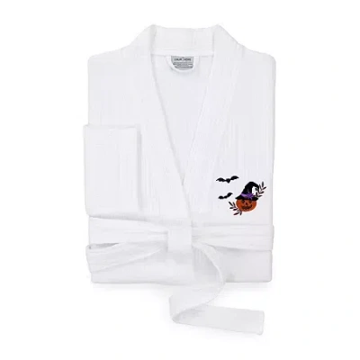 Linum Home Textiles Halloween Smyrna Bathrobe Unisex Adult Long Sleeve Long Length Robe In White