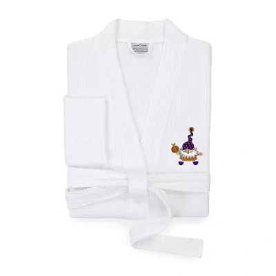 Linum Home Textiles Halloween Smyrna Bathrobe Unisex Adult Long Sleeve Long Length Robe In White