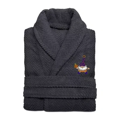 Linum Home Textiles Halloween Herringbone Bathrobe Unisex Adult Long Sleeve Long Length Robe In Gray