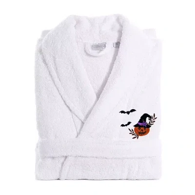 Linum Home Textiles Halloween Terry Bathrobe Unisex Adult Terry Cloth Long Sleeve Long Length Robe In White