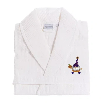 Linum Home Textiles Halloween Waffle Weave Bathrobe Unisex Adult Waffle Long Sleeve Long Length Robe In White