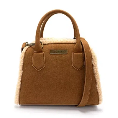 Frye And Co Faux Suede Sherling Satchel In Brown