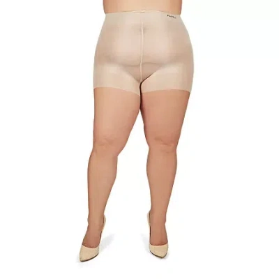 Memoi Sheer Control Top Pantyhose Plus Mm-2207 In Sand