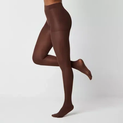 Mixit Womens Opaque Medium Support Plus Tights In Brown