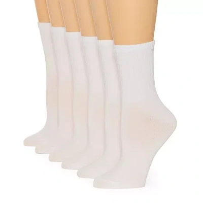 Mixit Sport Rib Short Womens 6 Pair Crew Socks In White