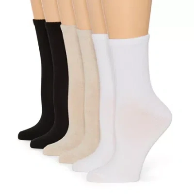 Mixit Sport Rib Short Womens 6 Pair Crew Socks In Sand